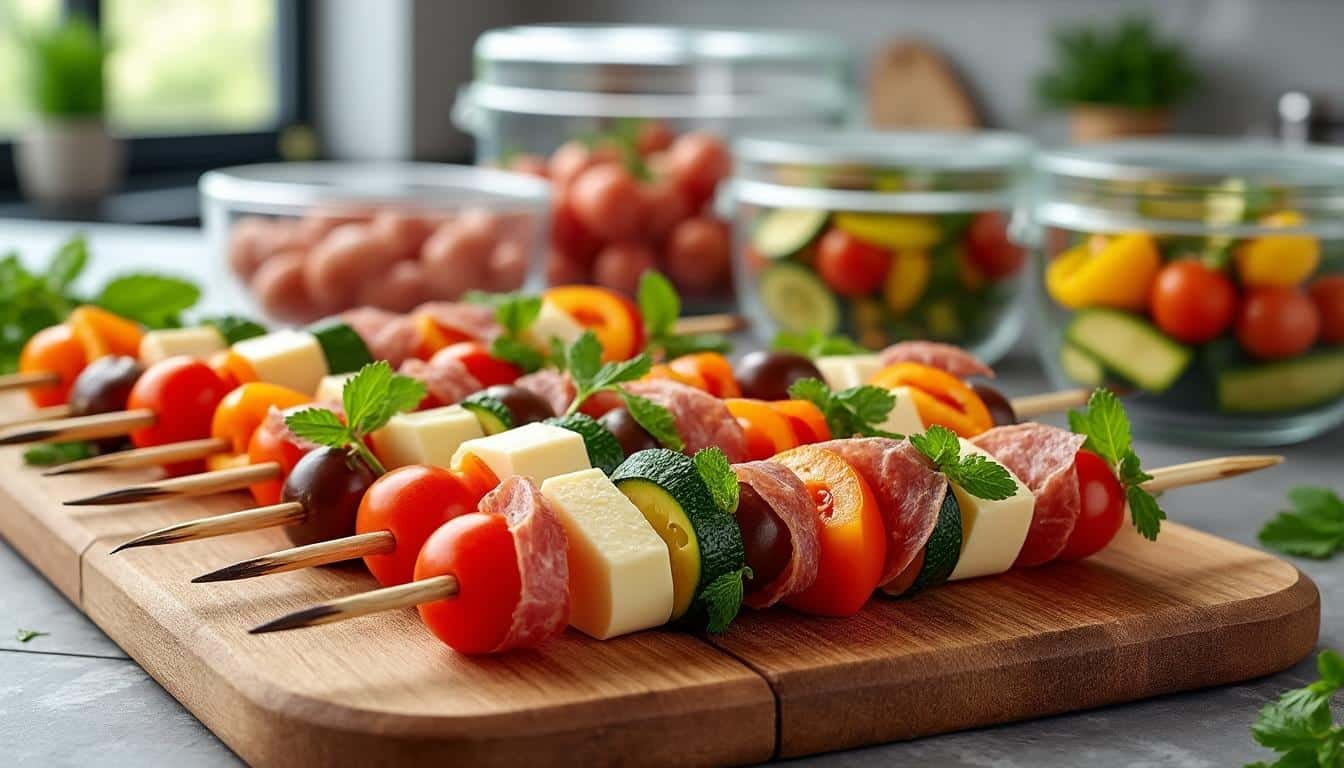 découvrez nos idées de brochettes apéro à préparer la veille pour gagner du temps le jour j et profiter pleinement de votre événement sans stress.