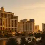 Las Vegas alberghi Strip panorama golden hour luxury casino resorts accommodations sunset
