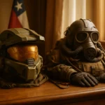 ```json { "altText": "Pedro Pascal : casque Mandalorian et équipement post-apocalyptique avec drapeau chilien en arrière-plan", "caption": "Composition symbolique évoquant le parcours de Pedro Pascal, de ses racines chiliennes à ses rôles iconiques dans The Mandalorian et The Last of Us.", "description": "Mise en scène cinématographique représentant l'univers de Pedro Pascal à travers des éléments emblématiques de ses rôles cultes : le casque du Mandalorian et l'équipement de survie de The Last of Us, disposés sur un bureau chaleureux. Le drapeau chilien visible en arrière-plan symbolise les origines de l'acteur et son parcours depuis l'exil jusqu'à la consécration hollywoodienne." } ```