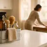 ```json { "altText": "Intérieur moderne et impeccable avec produits de ménage à domicile écologiques sur comptoir de cuisine", "caption": "Un intérieur soigneusement entretenu illustrant les standards de qualité d'un service de ménage à domicile professionnel en 2026.", "description": "Cette image présente un intérieur domestique moderne parfaitement entretenu, avec des produits de ménage à domicile écologiques disposés sur un comptoir de cuisine immaculé. Elle illustre le niveau de qualité et de professionnalisme attendu des services de ménage à domicile, dans un cadre chaleureux et accueillant qui inspire confiance aux particuliers recherchant des intervenants qualifiés." } ```